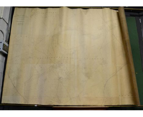 A very large scale Ordinance Survey type estate map of Londesbrough with Easthorpe, on two large brass hanging rails, scale 1