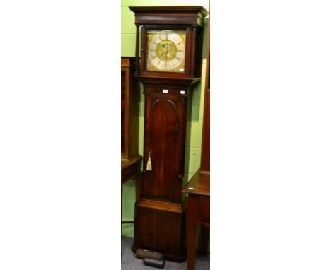 An oak thirty hour longcase clock, brass dial inscribed Thos Lister, later case