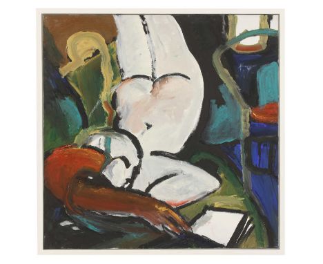 *Peter Denmark (1950-2014) Nude Reading oil on canvas 122 x 122cm *Artist's Resale Right may apply to this lot.Condition repo
