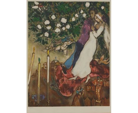 *After Marc Chagall 'The Three Candles' lithograph printed in colours, with blindstamp, numbered 296/450 image 62 x 44cm *Art