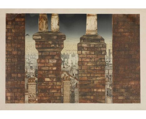 *Brenda Hartill (b.1943) 'Chimneyscape I' aquatint, artist's proof, signed, titled and dated 1987 in pencil sheet 72 x 98cm, 
