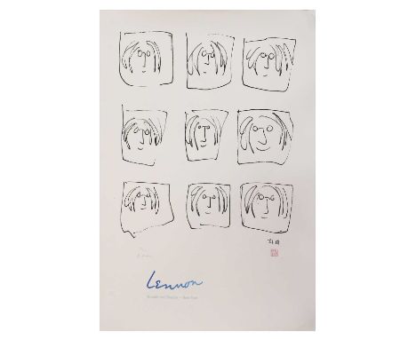After John Lennon (1940-1980) 'Lennon' silkscreen print, signed in pencil by Yoko Ono and numbered 724/1000 76.3 x 56cm, unfr