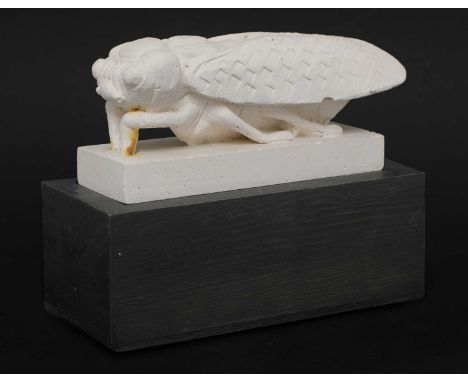*Sir Eduardo Paolozzi RA (1924-2005) Grasshopper, circa 1980s plaster 14.5cm wide, 5.1cm deep, 7cm high, on a wooden base 14c