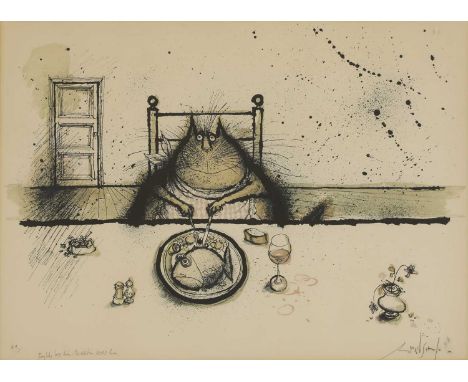 *Ronald Searle (1920-2011) 'Everybody loves him - the children ADORE him' lithograph printed in colours, 'H.C.', signed and t