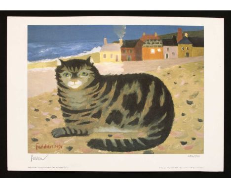 *Mary Fedden RA (1915-2012) 'Cat on a Cornish Beach' offset lithograph printed in colours, 2000, signed and numbered 280/500 