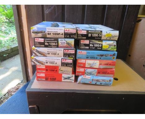 AZ Model 1/72nd scale aircraft unmade kits, generally excellent in good plus boxes, with range of WWII allies and axis. Conte