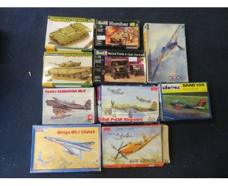 1/72nd scale aircraft and military unmade kits, generally excellent in good or better boxes, with range of Ace Model, Revell,