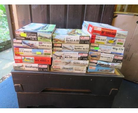 AZ Model 1/72nd scale aircraft unmade kits, generally excellent in good plus boxes, with range of WWII allies and axis. Conte