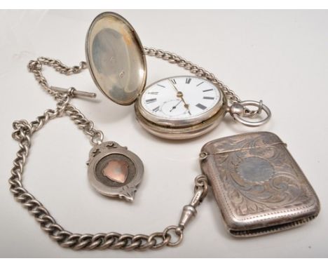Victorian silver closed face pocket watch, London 1858, white enamelled dial, lever movement, signed Wm. Gray, Leicester, 908