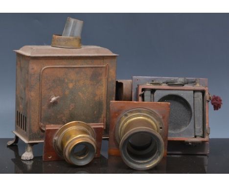 Cameras, lenses, camera parts.