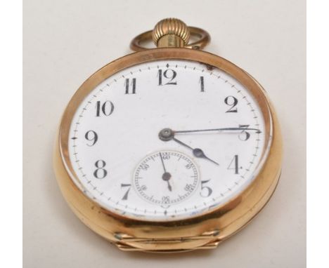 18k gold fob watch, white enamelled dial, lever movement, diameter 3.6cms.
