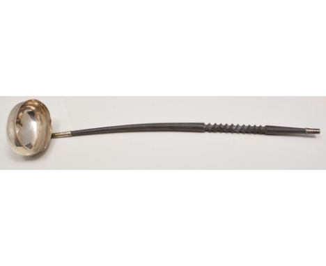 George III style punch ladle, Sheffield, modern, twisted handle, 37cms.