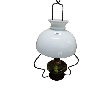 A VICTORIAN HANGING LAMP &amp; SHADE 