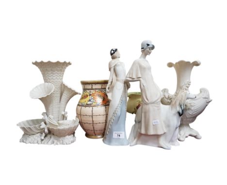 SHELF LOT OF RESTORED &amp; OTHER CERAMICS