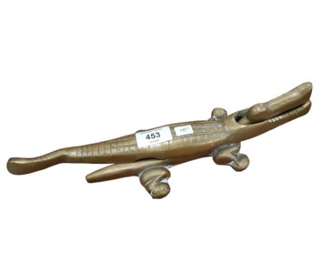 VINTAGE BRASS CROCODILE NUT CRACKERS 