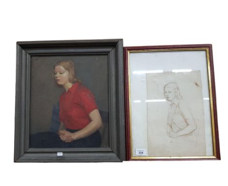 DORIS BLAIR - OIL ON CANVAS - STUDY 36X31CM &amp; ACCOMPANIED BY PRE PAINTING SKETCH 