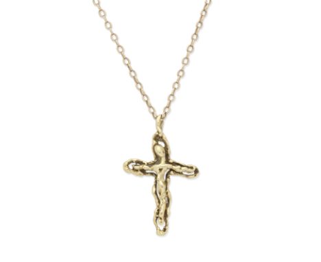 PENDANT CROSS NECKLACE The pendant of abstract cruciform design, on a cable-link chain, clasp broken, lengths: pendant 6.3cm,