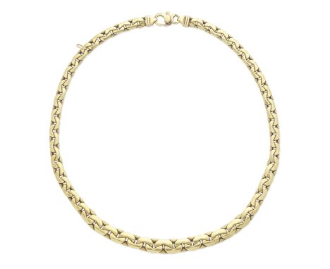 CHAIN NECKLACE Of flattened fancy-linking, length 44.9cm For further information on this lot please visit Bonhams.com