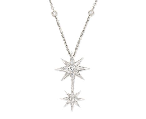 BOODLES: DIAMOND 'CABARET' PENDANT/NECKLACE, 2007 Set with brilliant-cut diamonds, the trace-link chain accented with two dia