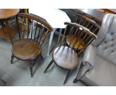 A pair of Victorian penny seat chairs and one similar