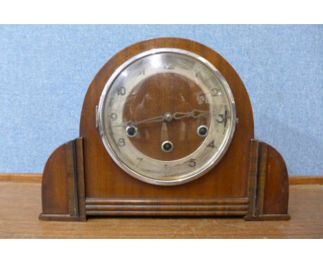 An Art Deco mahogany Westminster and Whittington chime mantel clock
