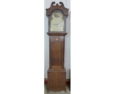 A 19th Century oak 30-hour longcase clock, a/f