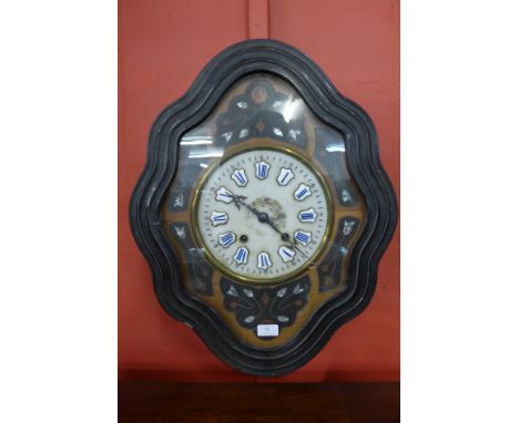A 19th Century French mother of pearl inlaid vineyard clock