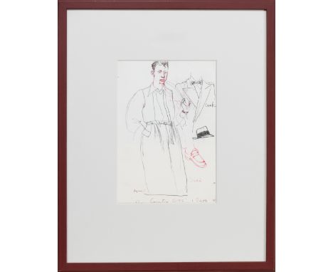 mixed media on paper, signed and dated '83 mounted, framed and under glass image size 28cm x 19.5cm,&nbsp; overall size 54cm 