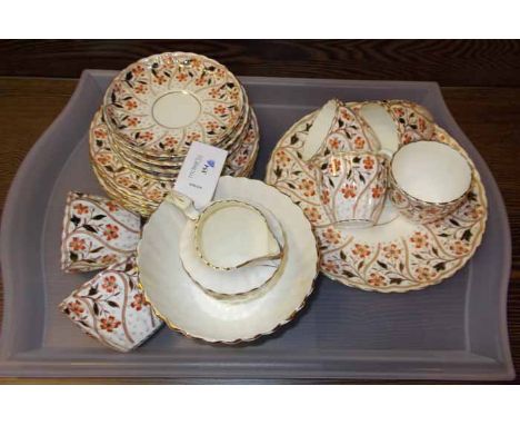 EDWARDIAN FLUTED FLORAL PATTERNED TEA SET
with rustic scrolling floral pattern