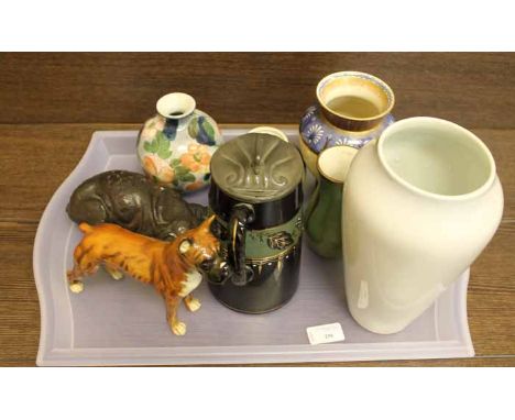 GOEBEL BOXER DOG CERAMIC FIGURE together with other ceramics
