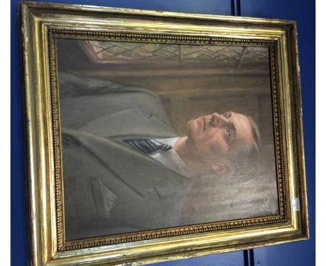 EARLY 20TH-CENTURY OIL ON CANVAS depicting a portrait of a gentleman, in an ornate gilded frame, signed indistinctly, 61cm x 
