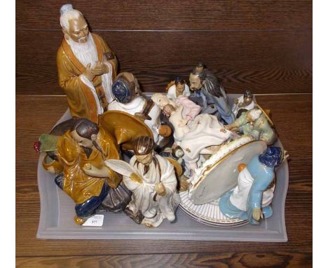 COLLECTION OF MODERN CERAMIC CHINESE FIGURES
many examples in rustic glazed earthenware; together with a Capa de Monti breast