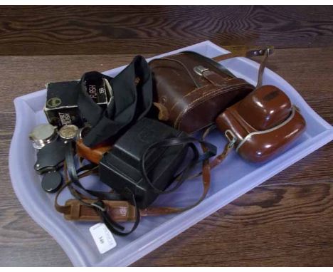 GERMAN DIENSTGLAS 6X30 PAIR OF BINOCULARS together with a selection of vintage cameras, including Kodak examples, and camera 