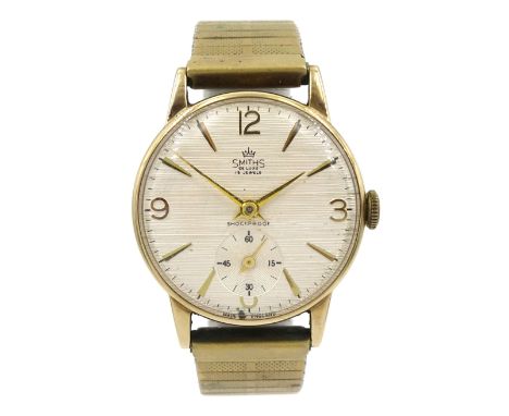 Smiths Deluxe 9ct gold gentleman's manual wind presentation wristwatch, back case engraved 'British Railways E.E.Newby in App