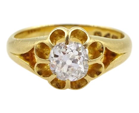 Early 20th century 18ct gold single stone old cut diamond ring, Chester 1913, diamond approx 0.65 caratCondition Report:Appro