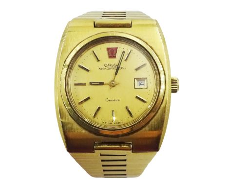 Omega Megaquartz 32KHz gold-plated wristwatch, with date aperture, on original strap, with additional linksCondition Report:M