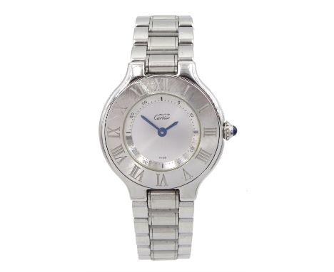 Cartier Must de Cartier 21 ladies stainless steel quartz wristwatch, Ref. 1340, serial No. PL156551, on original stainless st