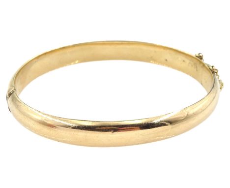 Early 20th century 14ct rose gold hinged bangle, stampedCondition Report:Approx 10.85gm, stamped 15c but tested 14ct, some li