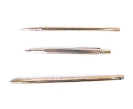 An Asprey &amp; Co silver rotating pencil, London 1931, a similar case and a silver engine turned, yard-o-lead, 1.2oz all in.