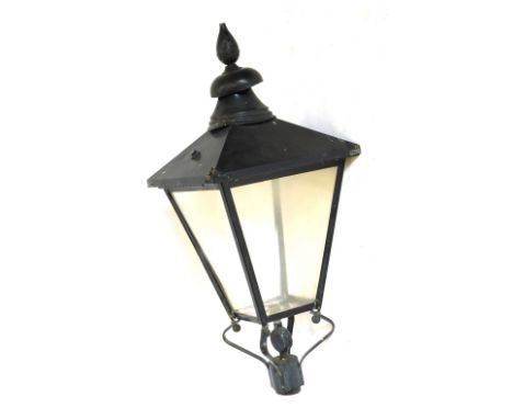 A ebonised copper and aluminium lantern or street light, in the 19thC style, 115cm high.
