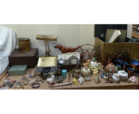 A Nobel's explosives Co Ltd Glasgow gauge, together with mercury twin wire switches, brass coal box, teapots, copper lustre, 