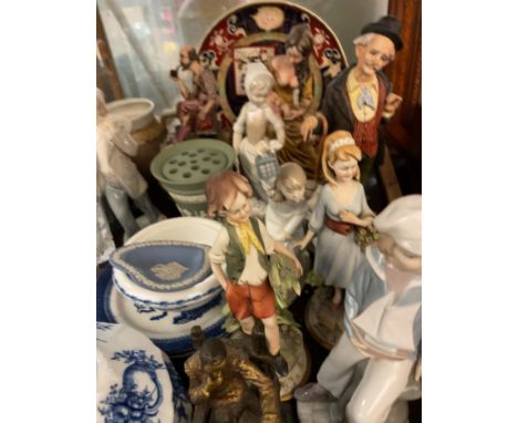 Assorted Capodimonte figures together with other Capodimonte figures, Nao figures, glasswares etc