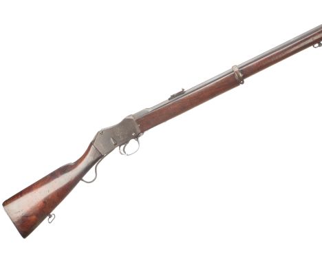 ENFIELD A MARTINI .22 CONVERSION Ser No 20024   Steel butt plate, straight grip, 3/4 length forend. Bayonet lug, barrel bands