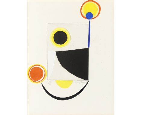 Sir Terry Frost R.A. (British, 1915-2003)Black Moon (Kemp 84) Etching and aquatint printed in colours with collage elements, 