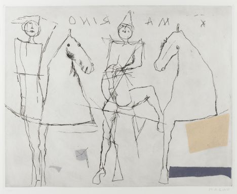 Marino Marini (Italian, 1901-1980)Giocoliere Sopra, Plate V from 'Il Teatro della Maschere' (Guastalla A159) Etching, drypoin