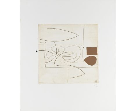 Victor Pasmore R.A. (British, 1908-1998)Linear Motif in Three Movements (Thames and Hudson G43) Etching with screenprinted el