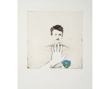 Jim Dine (American, born 1935)Blue Haircut (Kerns 151) Etching with offset lithograph printed in colours, 1972-3, on J. Green