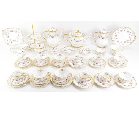 A Royal Crown Derby Antoinette pattern tea and coffee service to include a hot water pot, tea pot, coffee pot, cake plate, mi