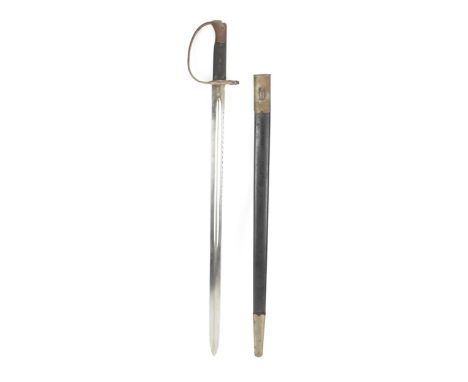 A Victorian British 1879 pattern 'Saw Back' sword bayonet, Boer War, for Martini-Henry artillery carbine MK1, having Victoria
