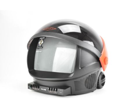 A vintage Philips limited edition TV / Television in the design of a space helmet with adjustable visor, model No 14GR1220, c